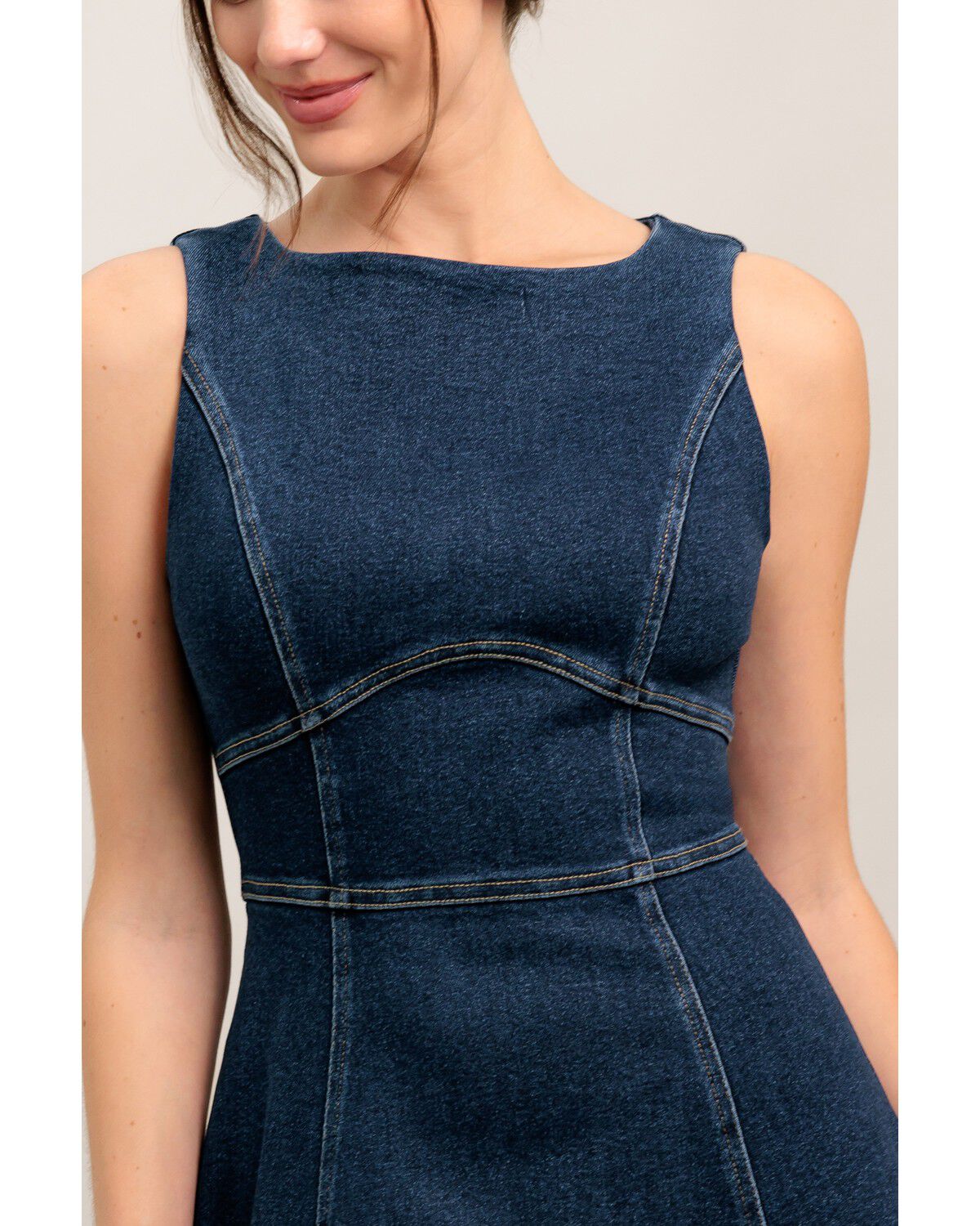 Image #4 - Flying Tomato Women's Simple Statement Denim Midi Dress, Dark Wash, hi-res