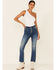 Image #1 - VIGOSS Women's High Rise Button Front Gwen Cropped Flare Jeans, Blue, hi-res