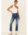 Image #1 - VIGOSS Women's High Rise Button Front Gwen Cropped Flare Jeans , Blue, hi-res