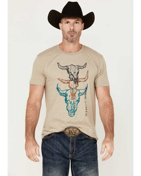 Image #1 - Cody James Men's Stacked Skull Short Sleeve Graphic T-Shirt , Camel, hi-res