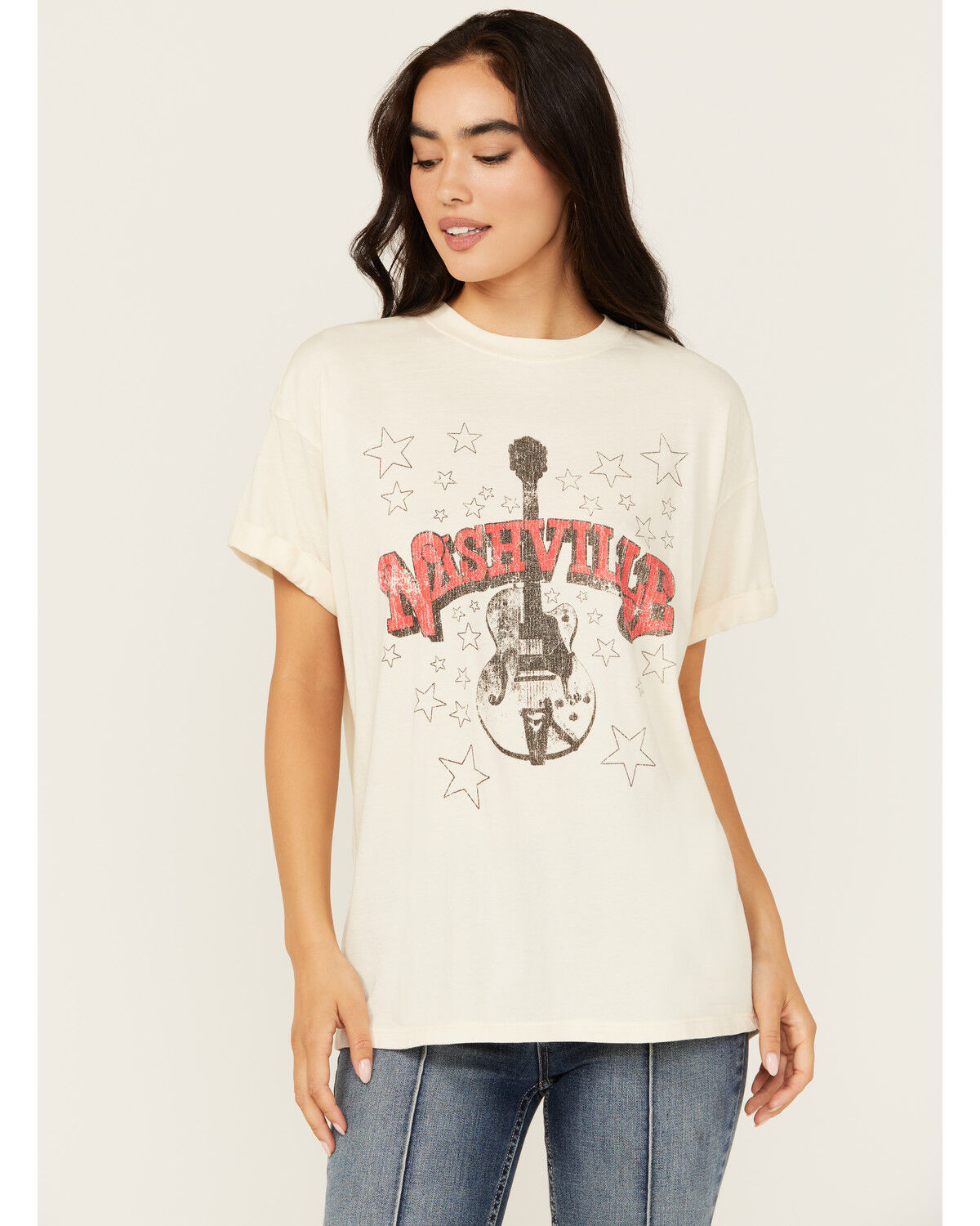 Image #1 - Girl Dangerous Women's Nashville Star Relaxed Short Sleeve Graphic Tee, Natural, hi-res