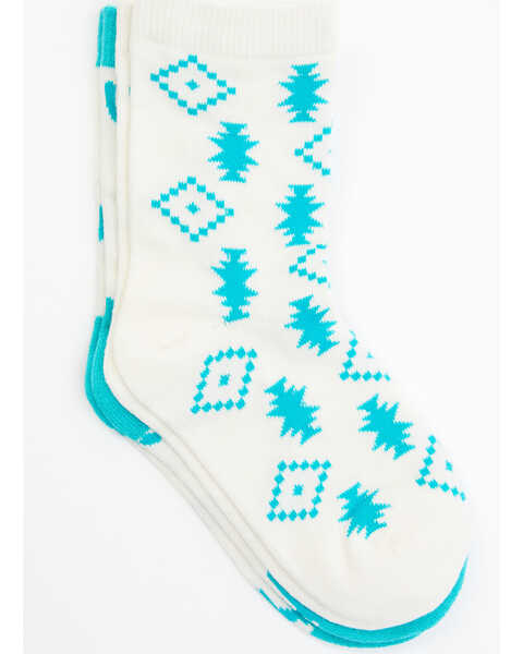 Image #2 - RANK 45® Girls' Cactus & Southwestern Print Crew Socks - 2-Pack, Multi, hi-res