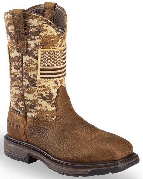 Ariat Men's WorkHog® Patriot Western Boots - Steel Toe , Brown, hi-res