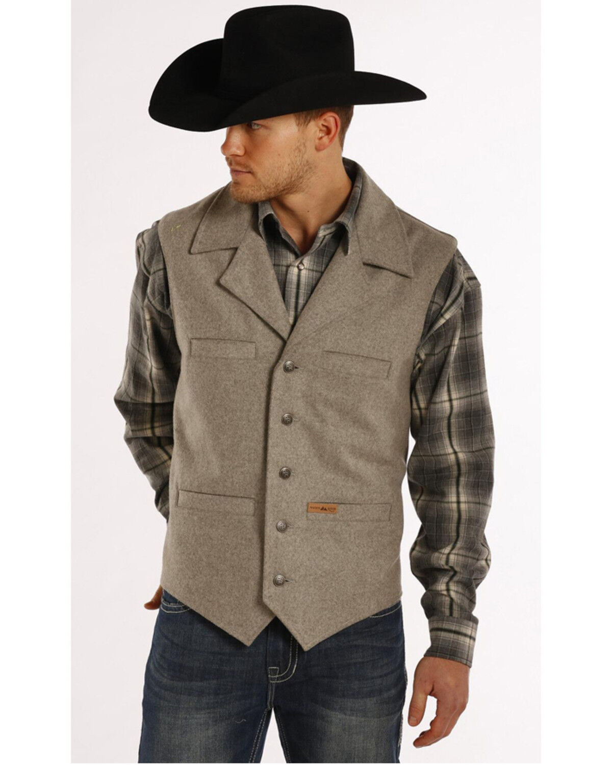Image #1 - Powder River Outfitters Men's Montana Wool Vest - Big & Tall, Charcoal, hi-res