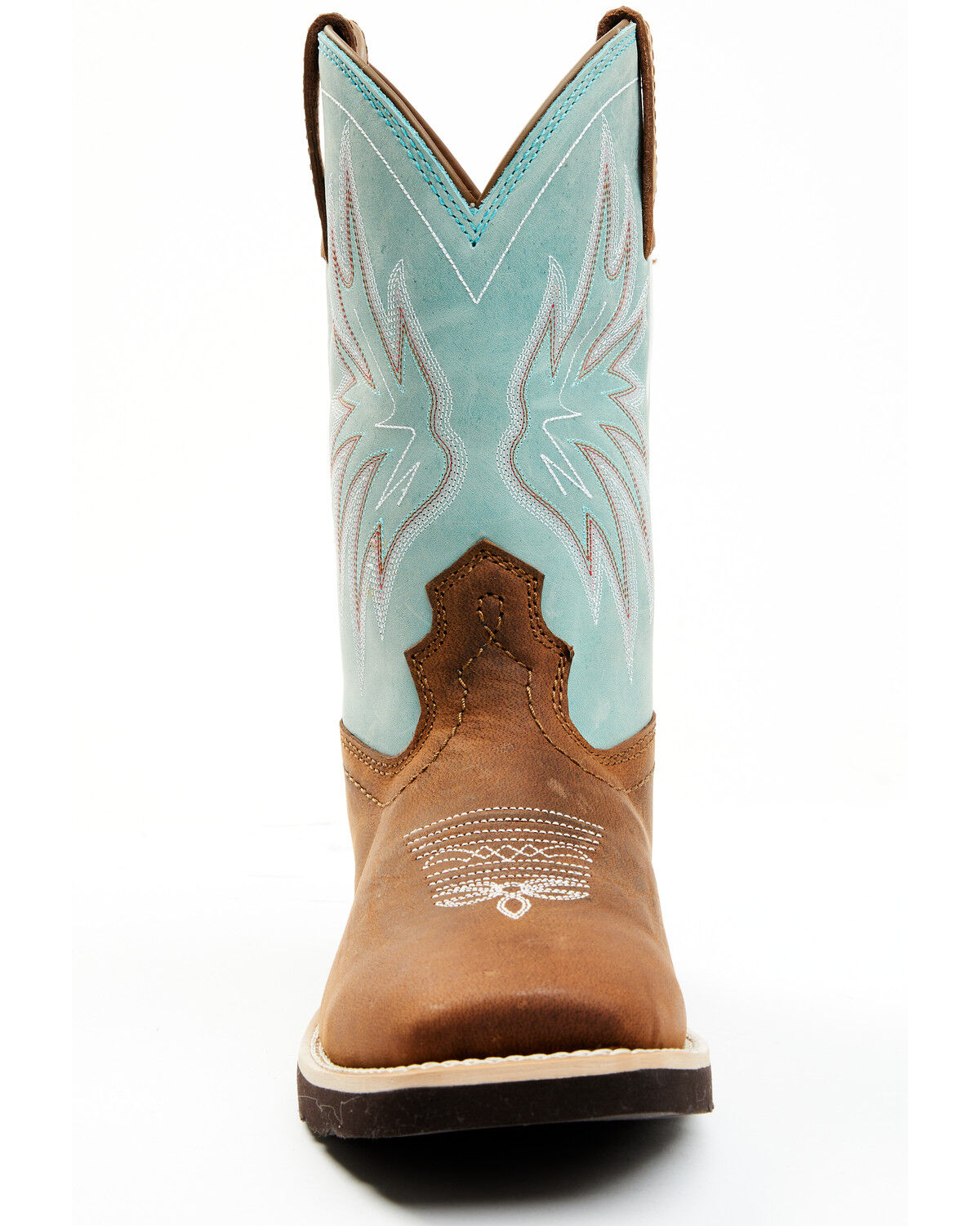 Image #4 - RANK 45® Women's Contrast Shaft Performance Leather Western Boots - Broad Square Toe, Turquoise, hi-res