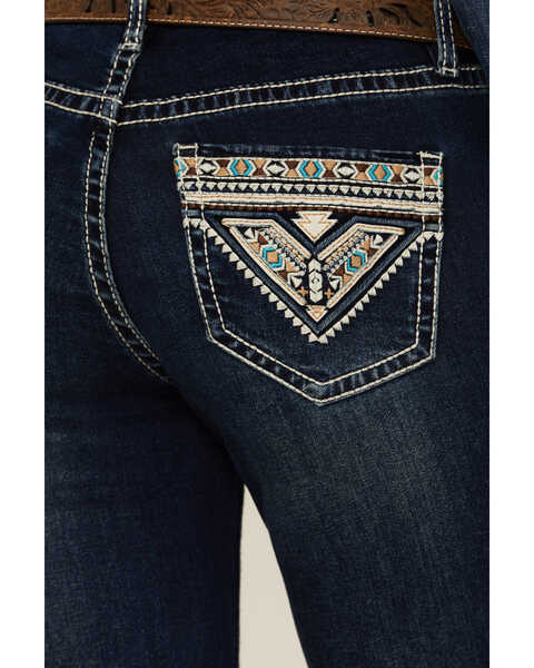Image #2 - Rock & Roll Denim Women's Dark Wash Mid Rise Embroidered Bootcut Stretch Denim Jeans , Dark Wash, hi-res