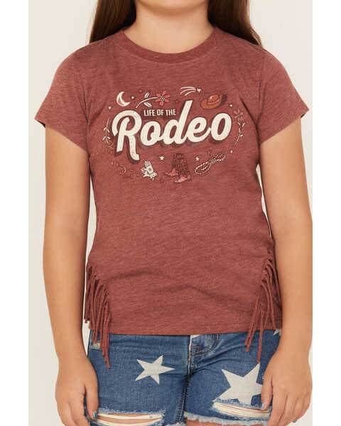 Image #3 - Shyanne Girls' Life of the Rodeo Short Sleeve Graphic Tee, Dark Red, hi-res