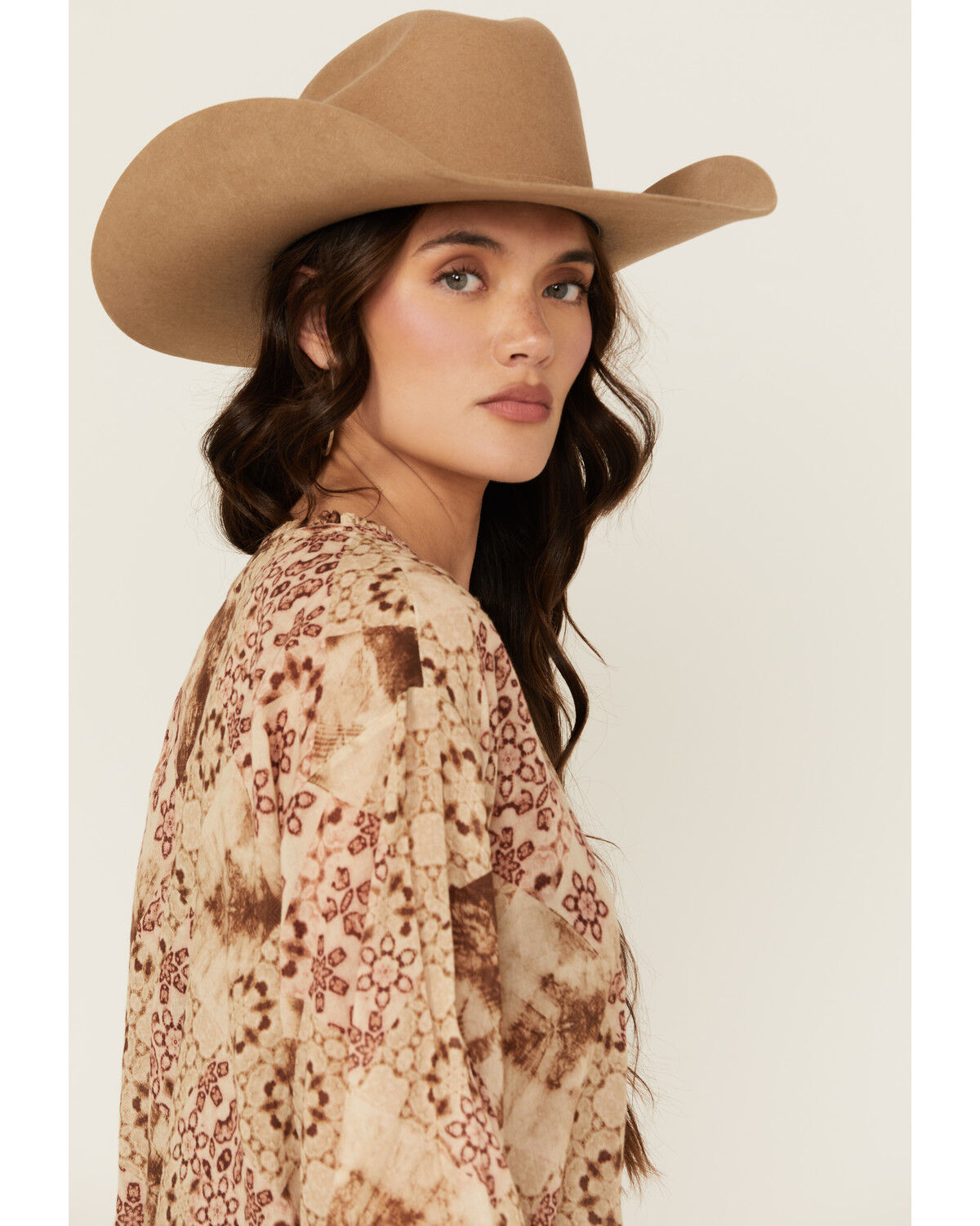 Image #2 - Cleo + Wolf Women's Bridgette Floral Print Long Sleeve Blouse, Oatmeal, hi-res