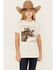 Image #1 - Ariat Girls' Cow Short Sleeve Graphic Print Tee, Cream, hi-res