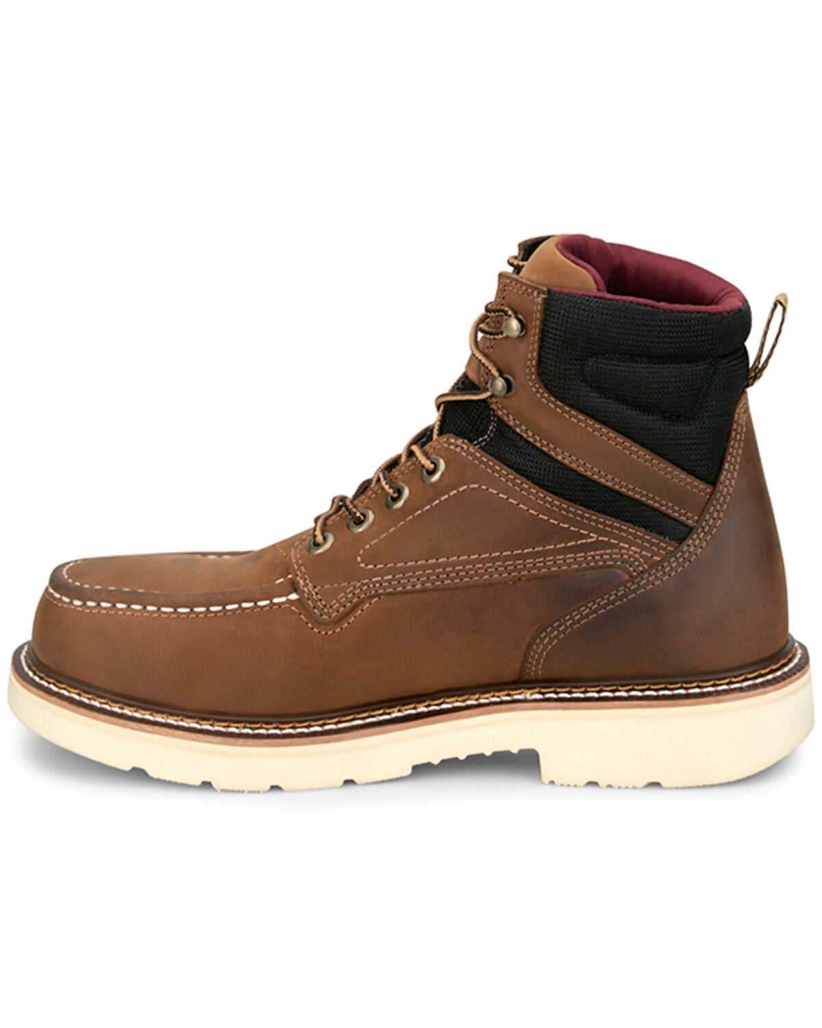Image #3 - Justin Men's Bristol 6" Lace-Up Waterproof Moc Work Boots - Steel Toe, Brown, hi-res
