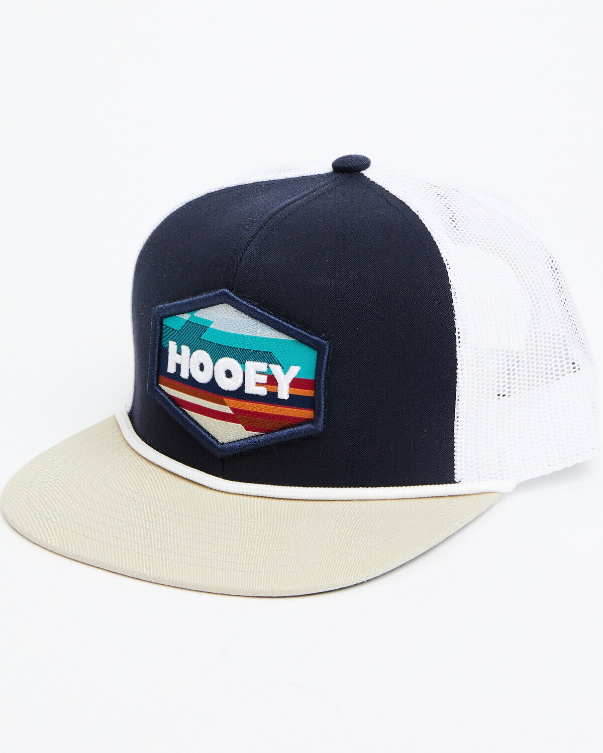 Hooey Men's Serape Patch Trucker Cap, Navy, hi-res