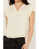 Image #3 - Jolt Women's Lace Trim Flutter Short Sleeve Top, White, hi-res