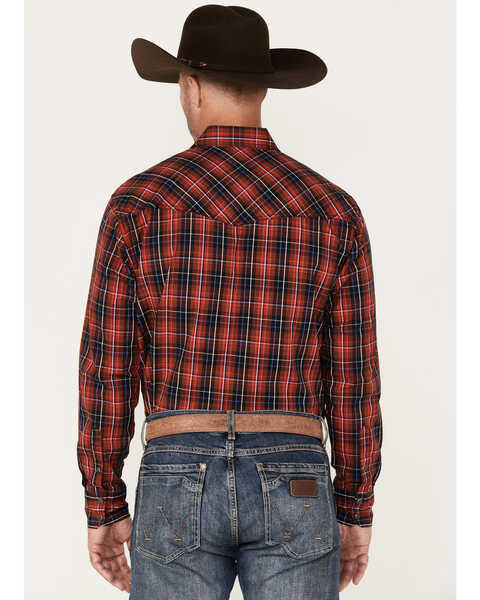 Image #4 - Wrangler Men's Plaid Print Long Sleeve Snap Western Shirt, Red, hi-res