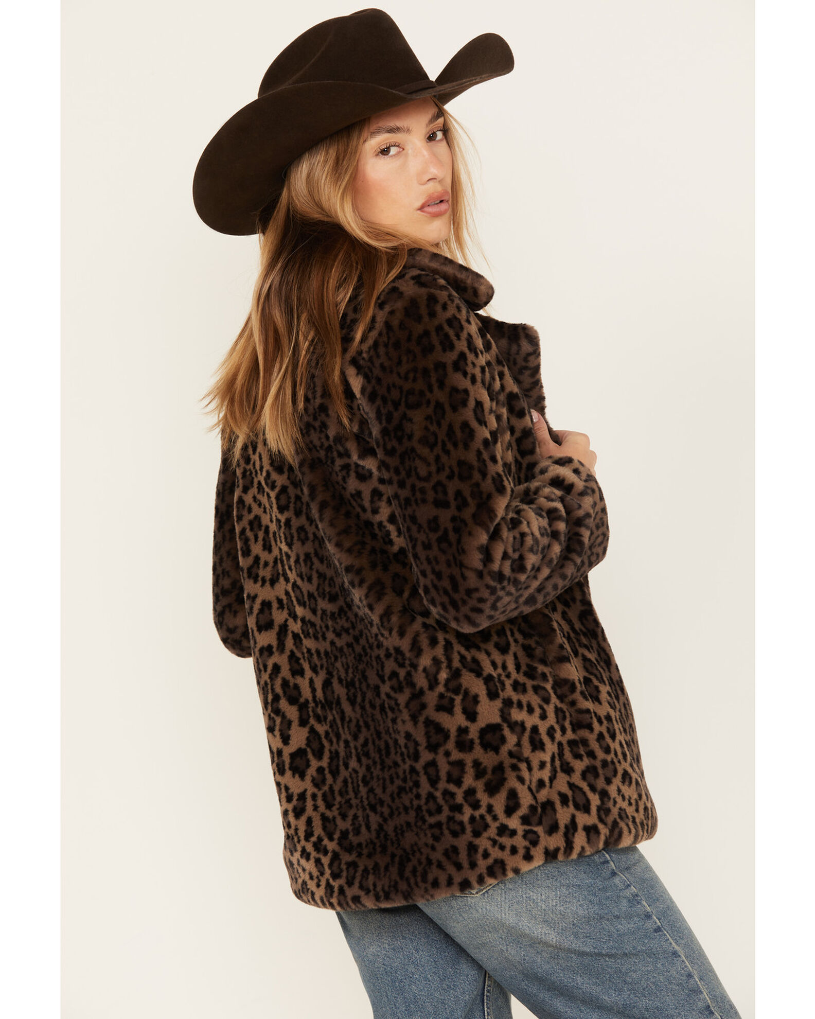 Womens leopard fur coat discount