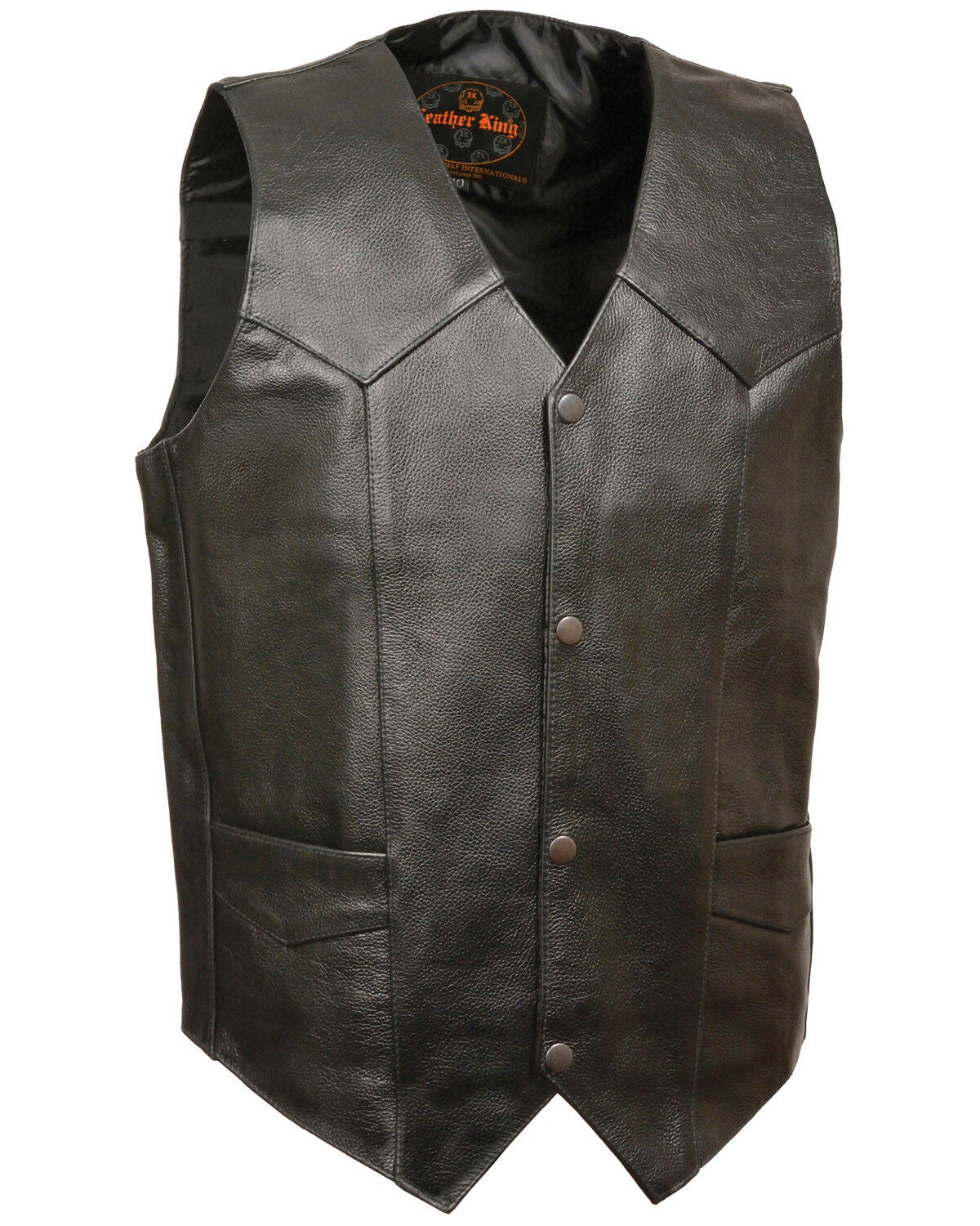 Milwaukee Leather Men's Black Snap Front Biker Vest - Big, Black, hi-res