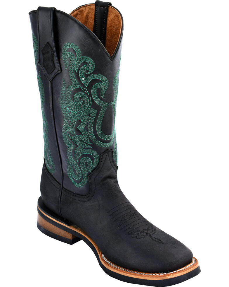 knee high black cowboy boots