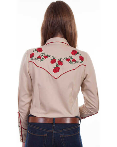 Image #3 - Scully Women's Red Rose Embroidered Western Shirt, , hi-res