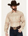 Image #1 - Roper Men's West Made Southwestern Print Long Sleeve Pearl Snap Western Shirt, Tan, hi-res
