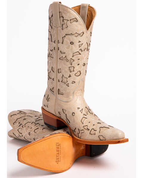 Image #5 - Shyanne Women's Laser Cut Western Boots - Snip Toe, White, hi-res
