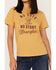 Wrangler Women's No Guts No Story Logo Graphic Tee, Mustard, hi-res