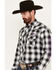 Image #2 - Wrangler Men's Logo Plaid Print Long Sleeve Western Snap Shirt, Black, hi-res