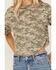 Image #3 - Youth in Revolt Women's Camo Print Seamed Tee, Olive, hi-res
