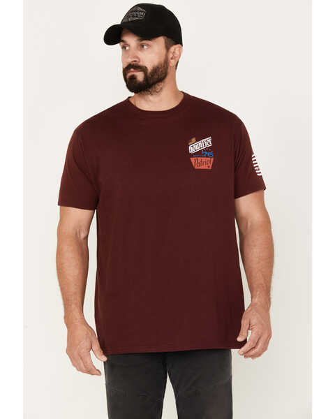 Image #1 - Howitzer Men's Beer Badge Short Sleeve Graphic T-Shirt, Burgundy, hi-res