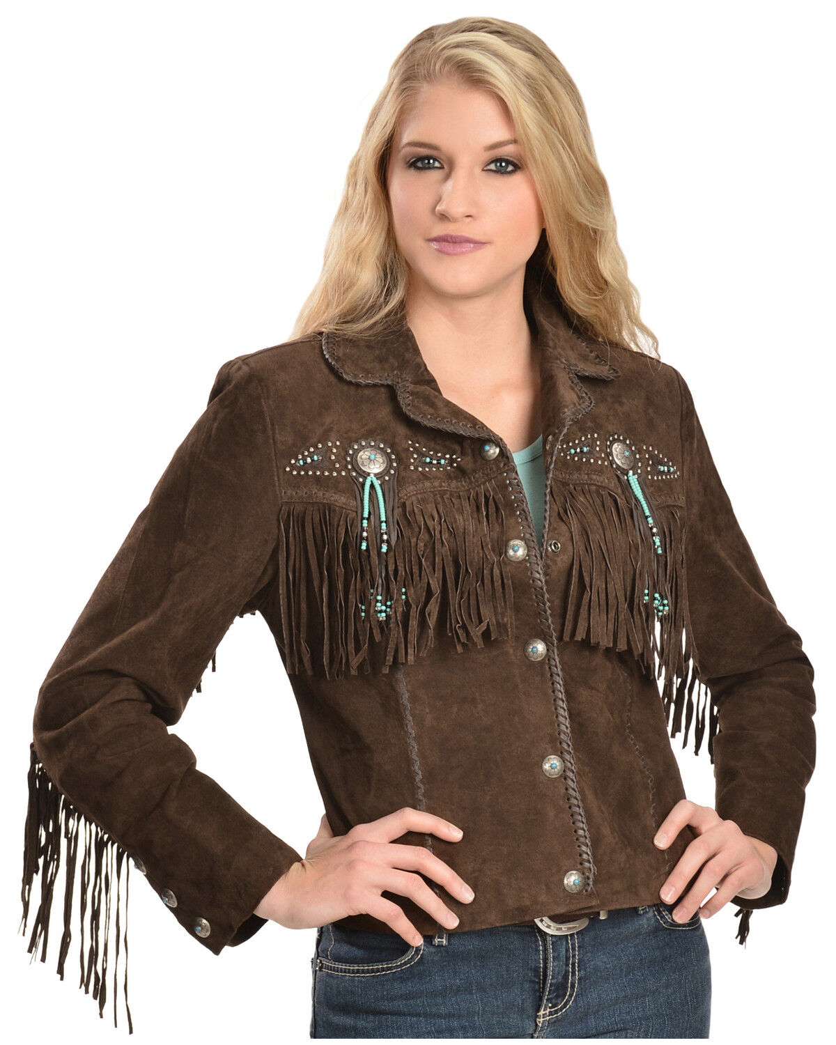 グランドホールセール Leather Suede Boar Beaded & Fringe Scully Jacket Sheplers | ジャケット・アウター