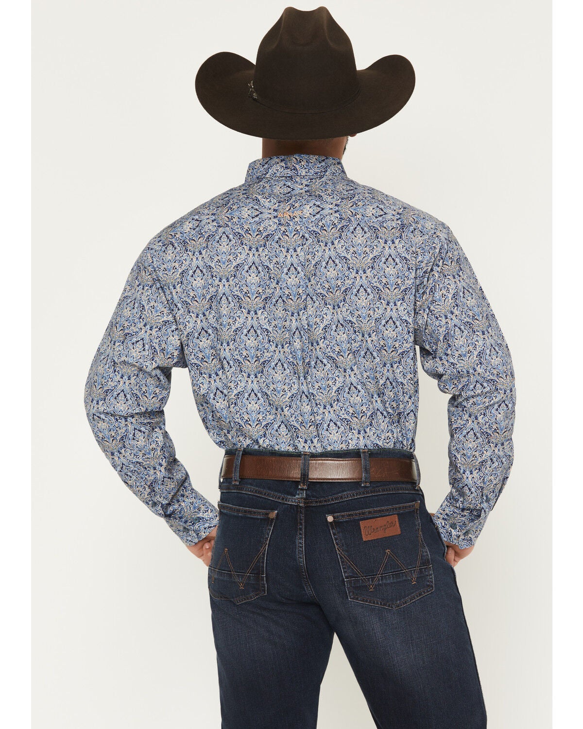 Image #4 - Ariat Men's Stoney Paisley Print Long Sleeve Button-Down Western Shirt - Tall, Blue, hi-res