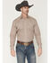 Image #1 - Stetson Men's Geo Print Long Sleeve Pearl Snap Western Shirt, Burgundy, hi-res