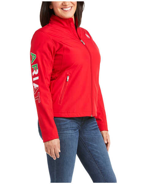 Ariat Women's Team Mexico Softshell Zip-Up Water Repellent Jacket , Red, hi-res