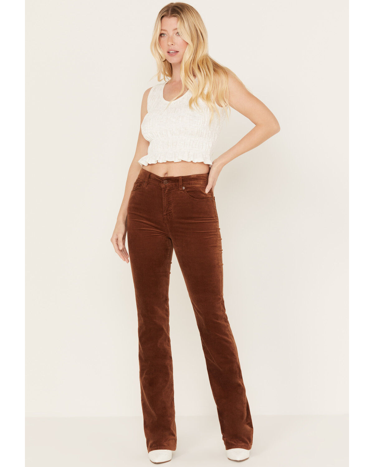 Image #1 - 7 For All Mankind Women's High Rise Velvet Lisha Bootcut Jeans, Camel, hi-res