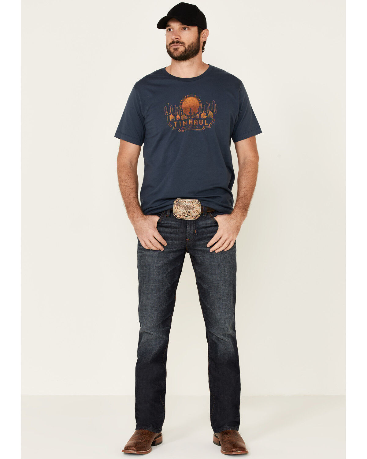 Image #2 - Tin Haul Men's Sunset & Cactus Graphic Short Sleeve T-Shirt, Blue, hi-res