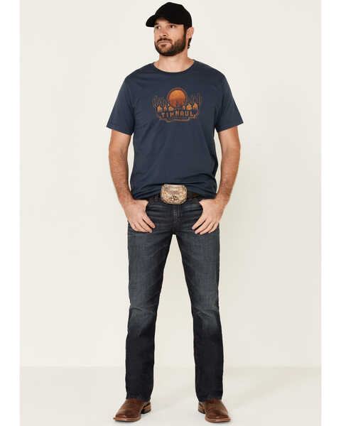 Image #2 - Tin Haul Men's Sunset & Cactus Graphic Short Sleeve T-Shirt , Blue, hi-res