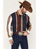 Image #1 - Wrangler Men's Vintage Brushpopper Striped Print Long Sleeve Snap Western Shirt, Navy, hi-res