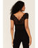 Image #4 - Shyanne Women's Black Lace Knit Flutter Sleeve Crop Top, Black, hi-res