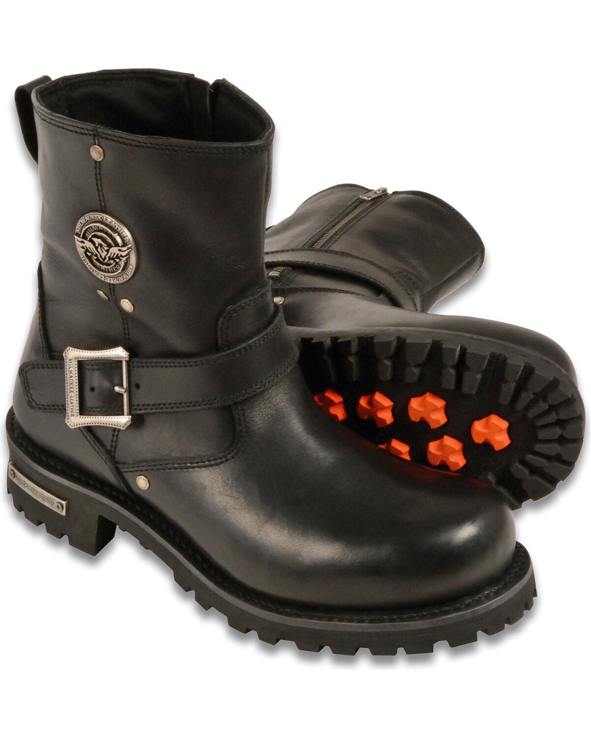 Milwaukee Leather Men's 6" Classic Engineer Boots - Round Toe, Black, hi-res