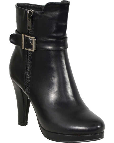 Image #1 - Milwaukee Leather Women's Side Zipper Entry High Heel Boots - Round Toe, Black, hi-res