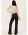 Rock & Roll Denim Women's Dark Wash High Rise Raw Denim Trouser Jeans, Dark Wash, hi-res