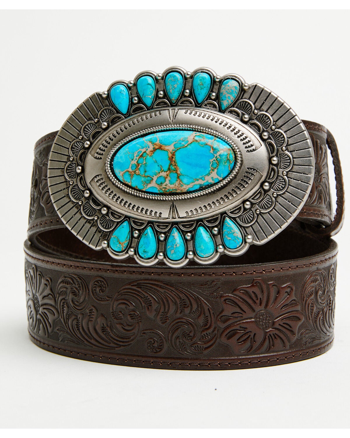 Image #2 - Idyllwind Women's Bonnie Embossed Leather Buckle Belt, Dark Brown, hi-res