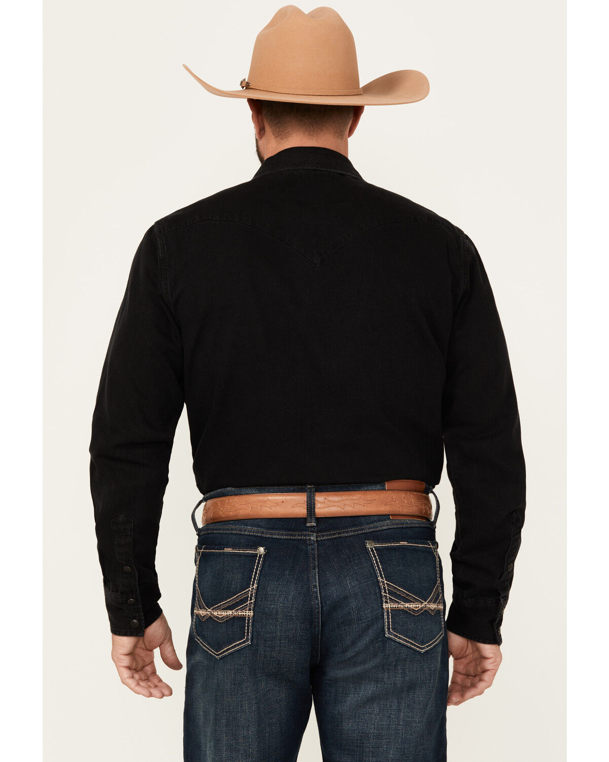 Image #4 - Rock & Roll Denim Men's Denim Long Sleeve Snap Western Shirt, Black, hi-res