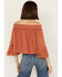 Image #4 - Shyanne Women's Embroidered Cut Out Off The Shoulder Top, Cognac, hi-res