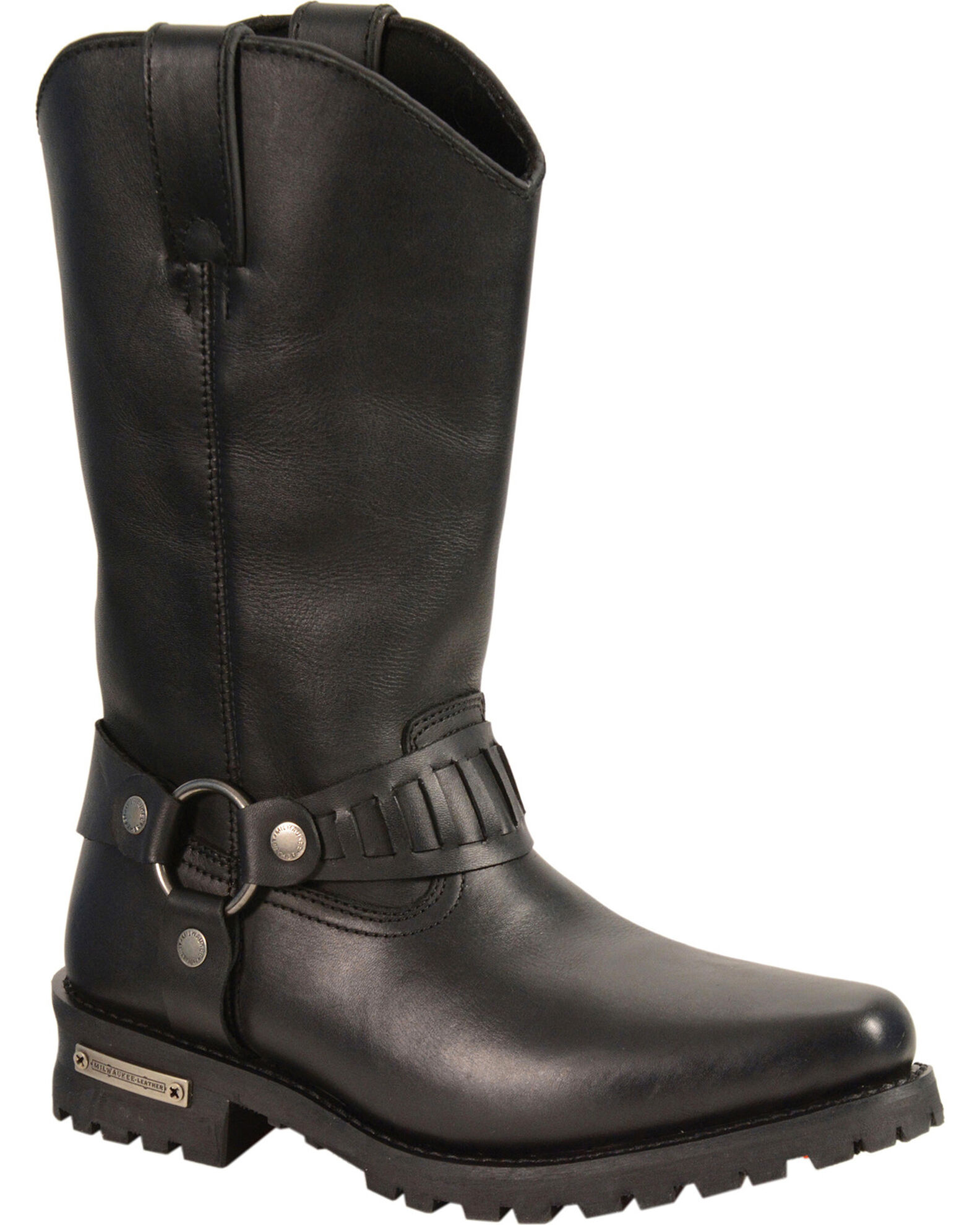 Mens square toe harness boots top