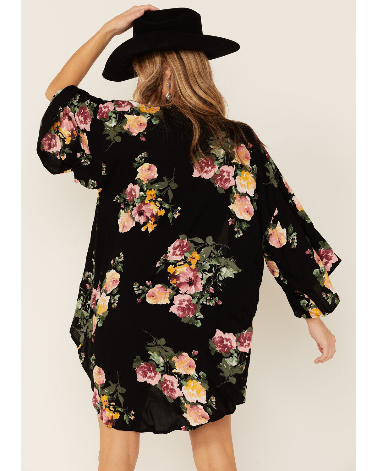 Image #3 - Band of Gypsies Women's Black Floral Kimono, , hi-res