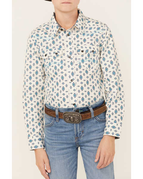 Image #2 - Cody James Men's Geo Print Long Sleeve Snap Western Shirt, Ivory, hi-res