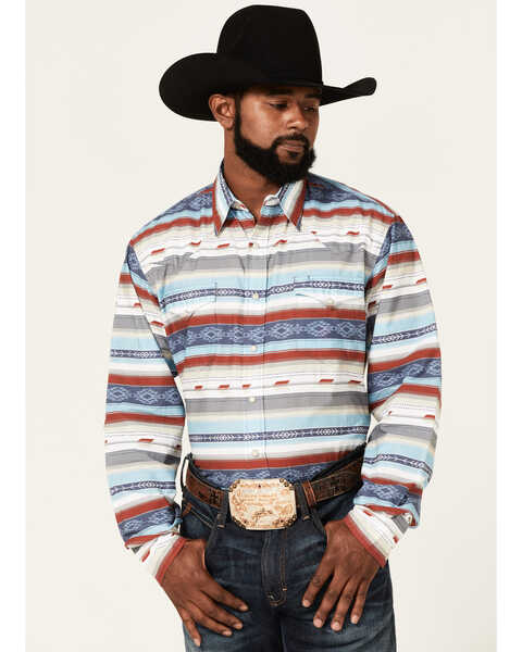 Roper Men's Arrow Horizontal Southwestern Print Long Sleeve Snap Western Shirt , Multi, hi-res