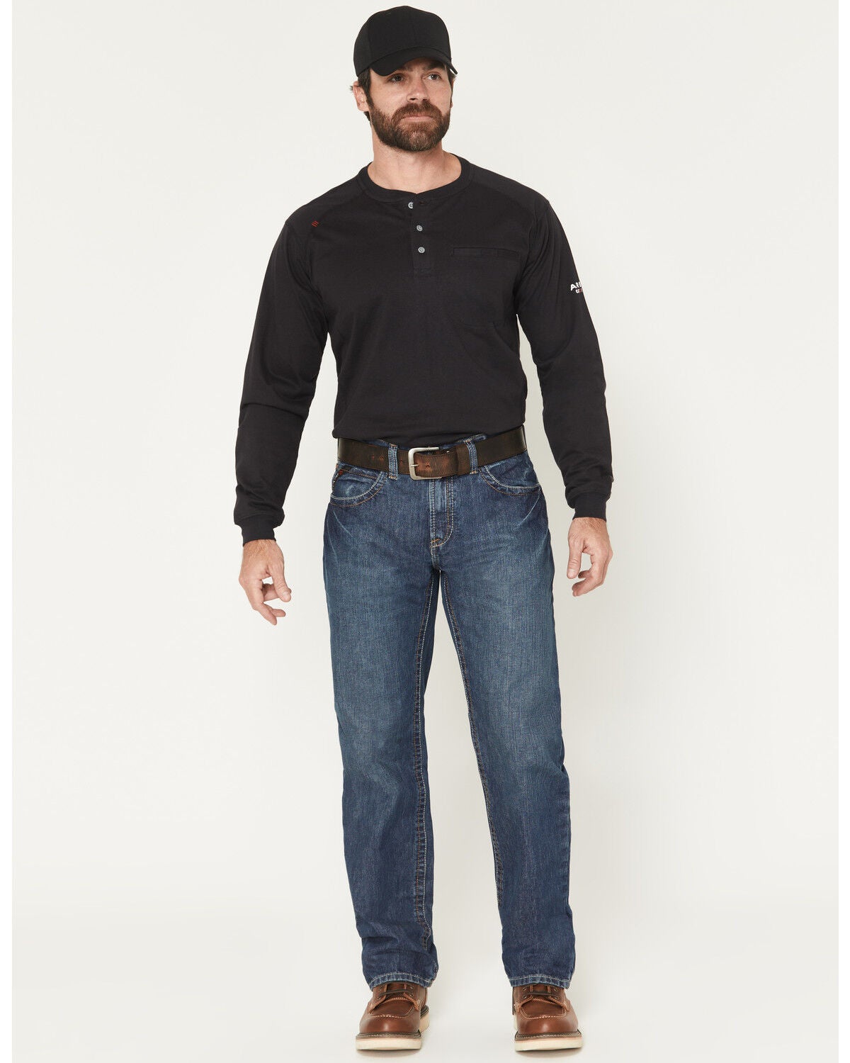 Ariat Men's FR M3 Medium Wash Loose Basic Stackable Straight Leg Jean, Denim, hi-res