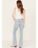 Image #3 - Shyanne Women's Senita Light Medium Wash Low Rise Bootcut Stretch Denim Jeans, Light Medium Wash, hi-res