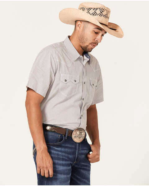 Image #2 - Moonshine Spirit Men's Static Geo Print Short Sleeve Snap Western Shirt , White, hi-res