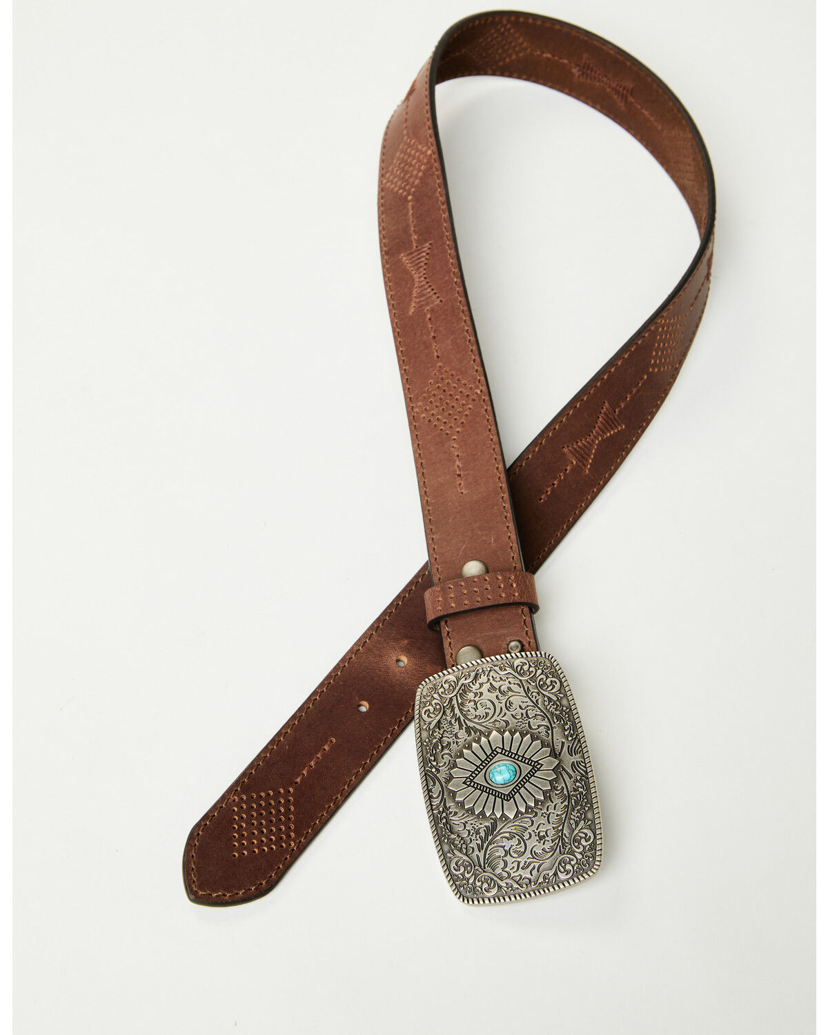Image #2 - Idyllwind Women's Highland Embossed Buckle Belt, Dark Brown, hi-res